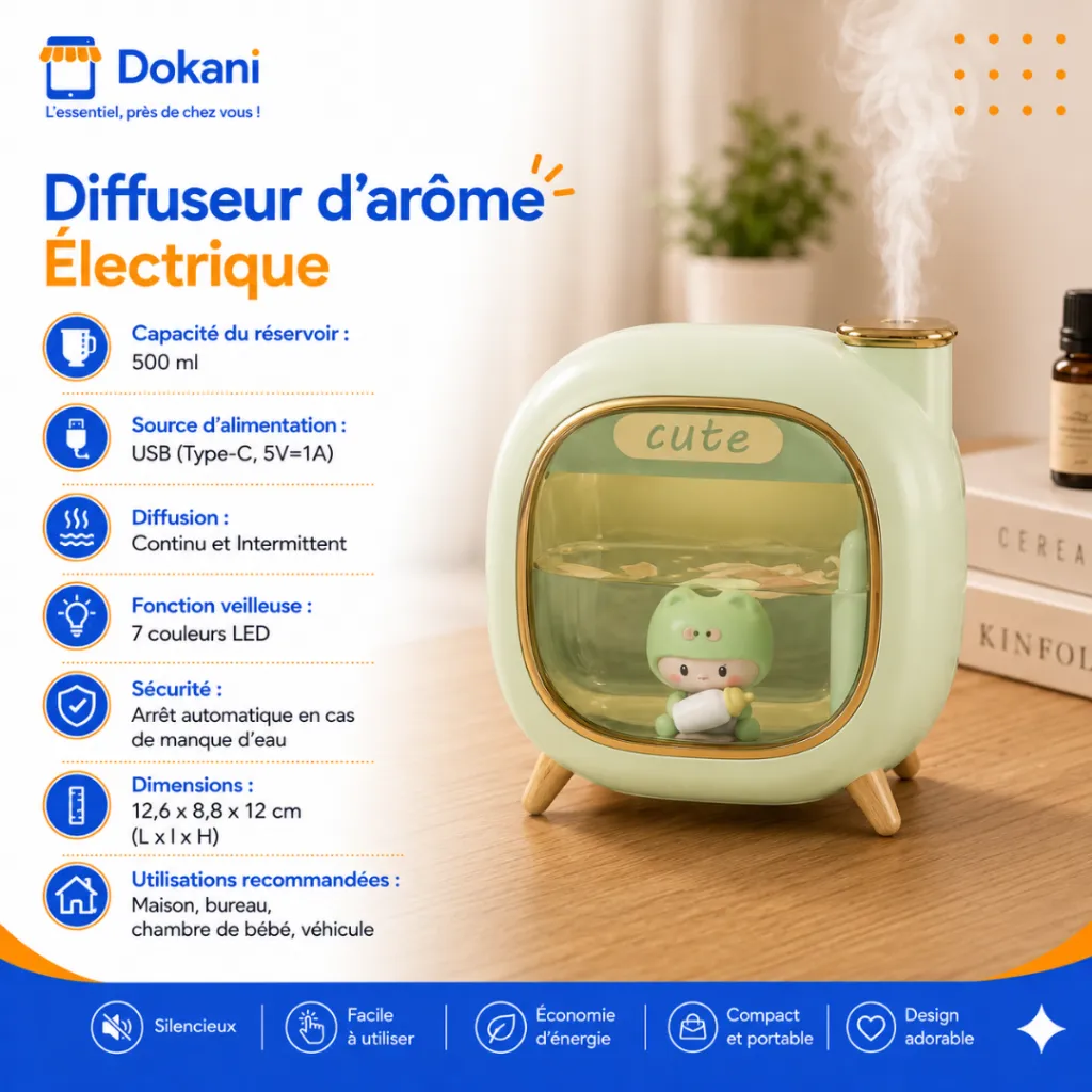 Diffuseur d'arôme Électrique D'Huiles Essentielles Vert (2).webp