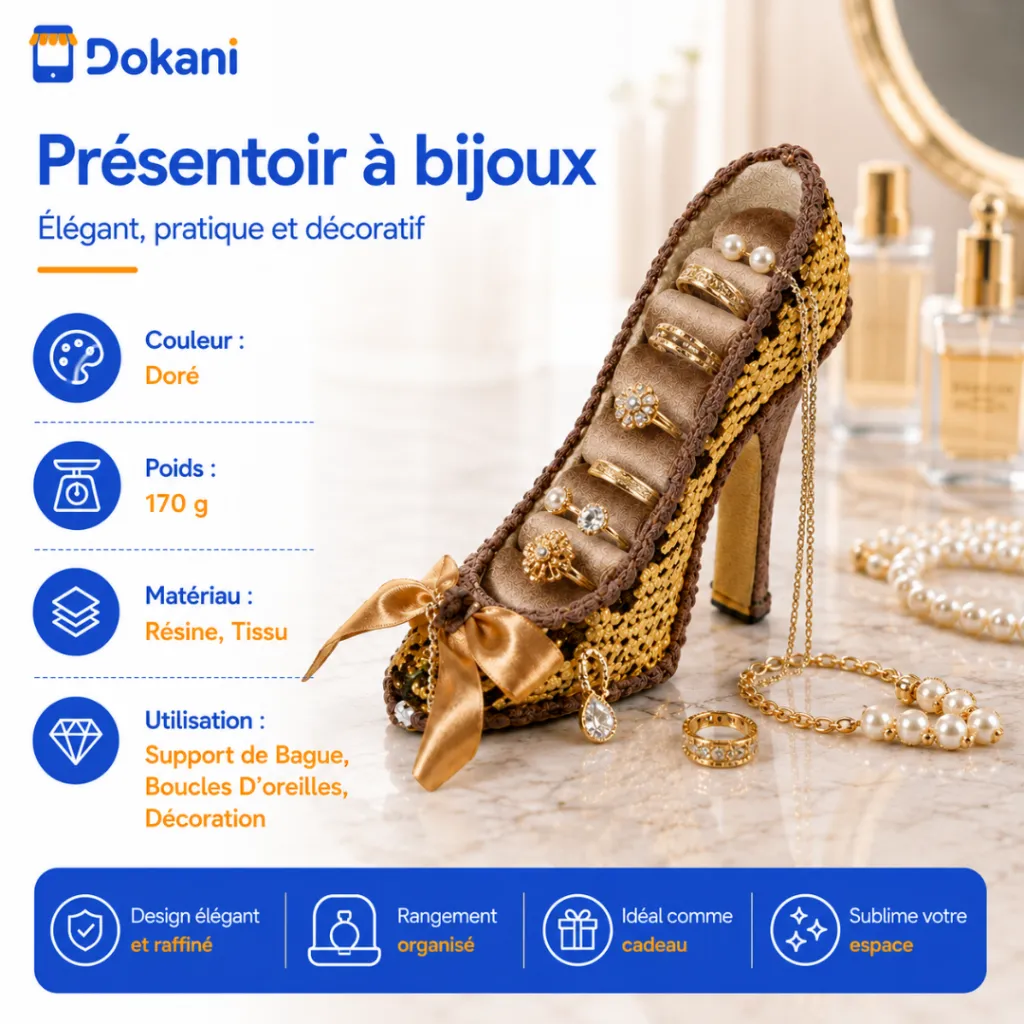 Présentoir à bijoux Chaussures à talons hauts Doré.webp