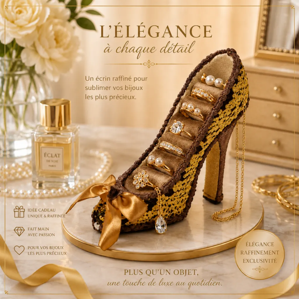Présentoir à bijoux Chaussures à talons hauts Doré (3).webp