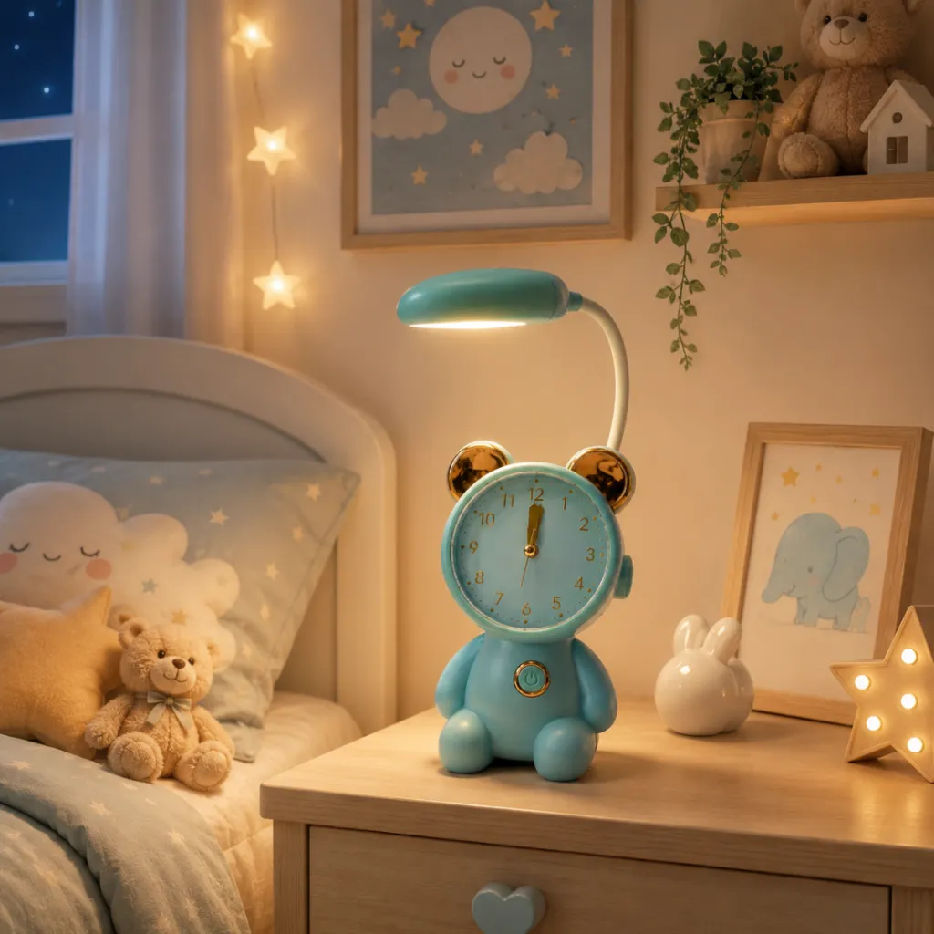 Horloge et Lampe De Bureau Rechargeable LED - Bleu.webp