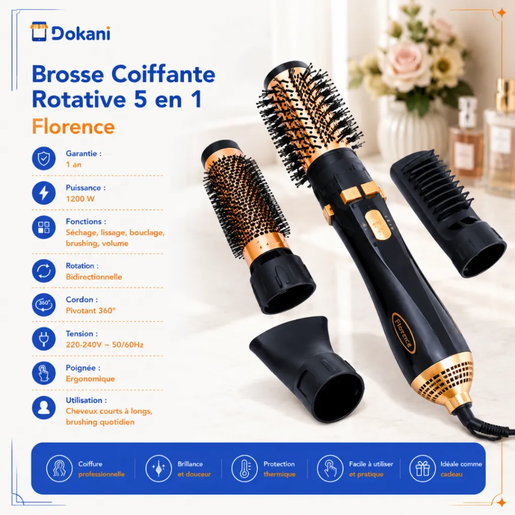 Brosse Coiffante Rotative 5 en1 Florence - 1200 W.webp