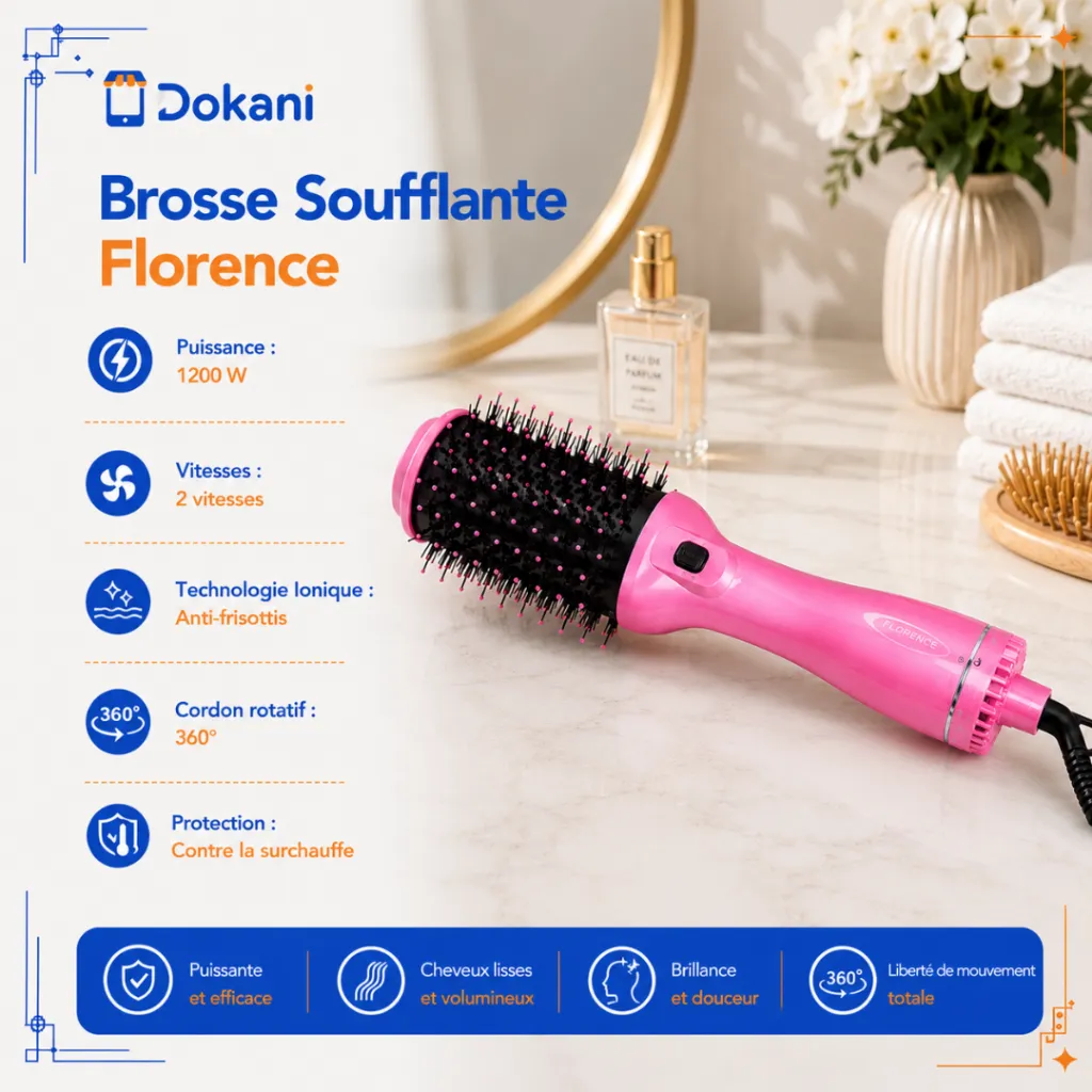 Brosse Soufflante Florence 1200W - Rose (2).webp