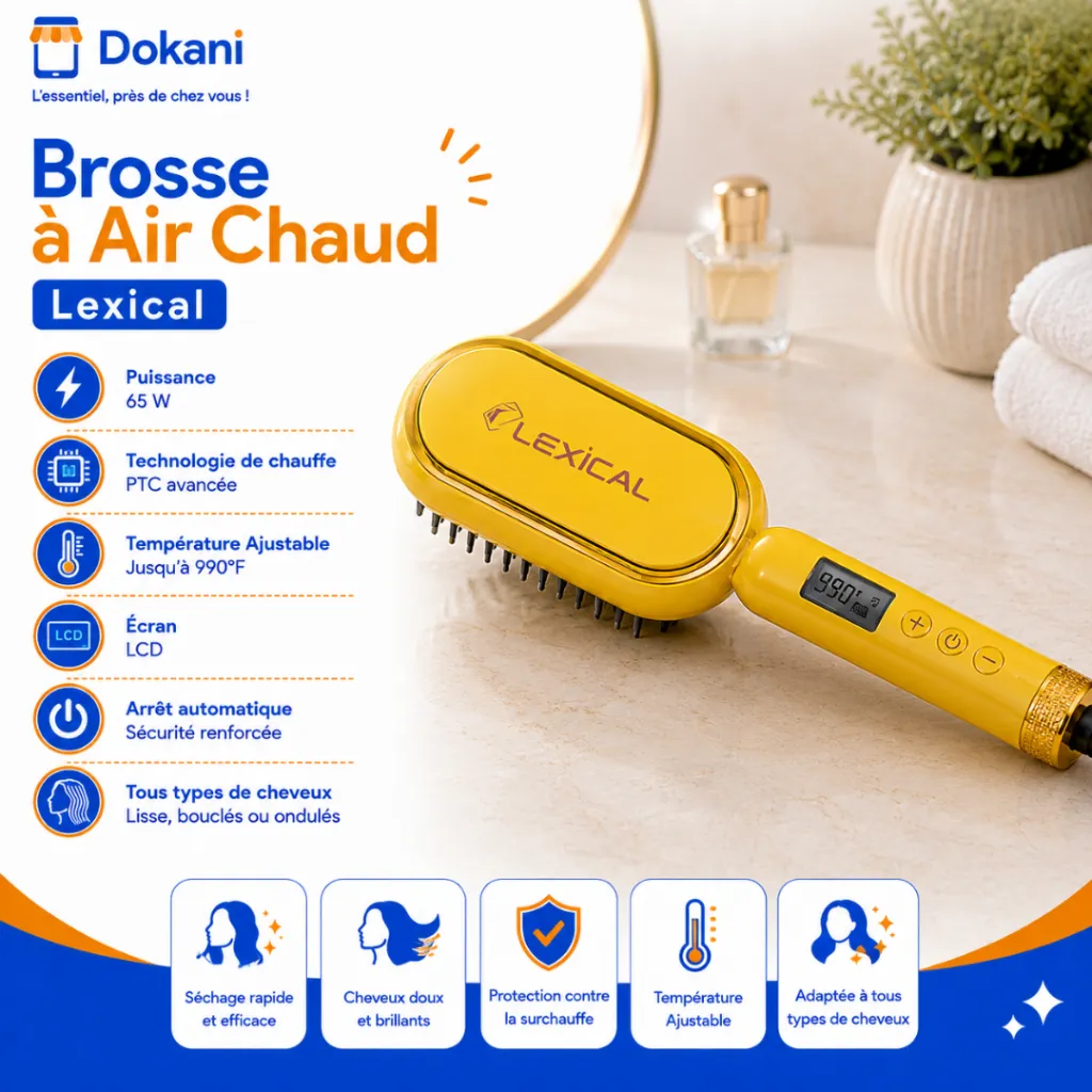 Brosse à Air Chaud Lexical 65W - 990 °C - Jaune.webp