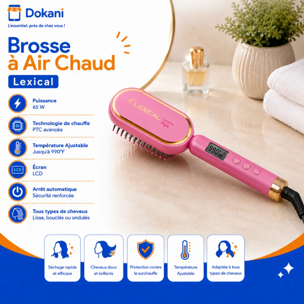 Brosse à Air Chaud Lexical 65W - 990 °C - Rose (2).webp