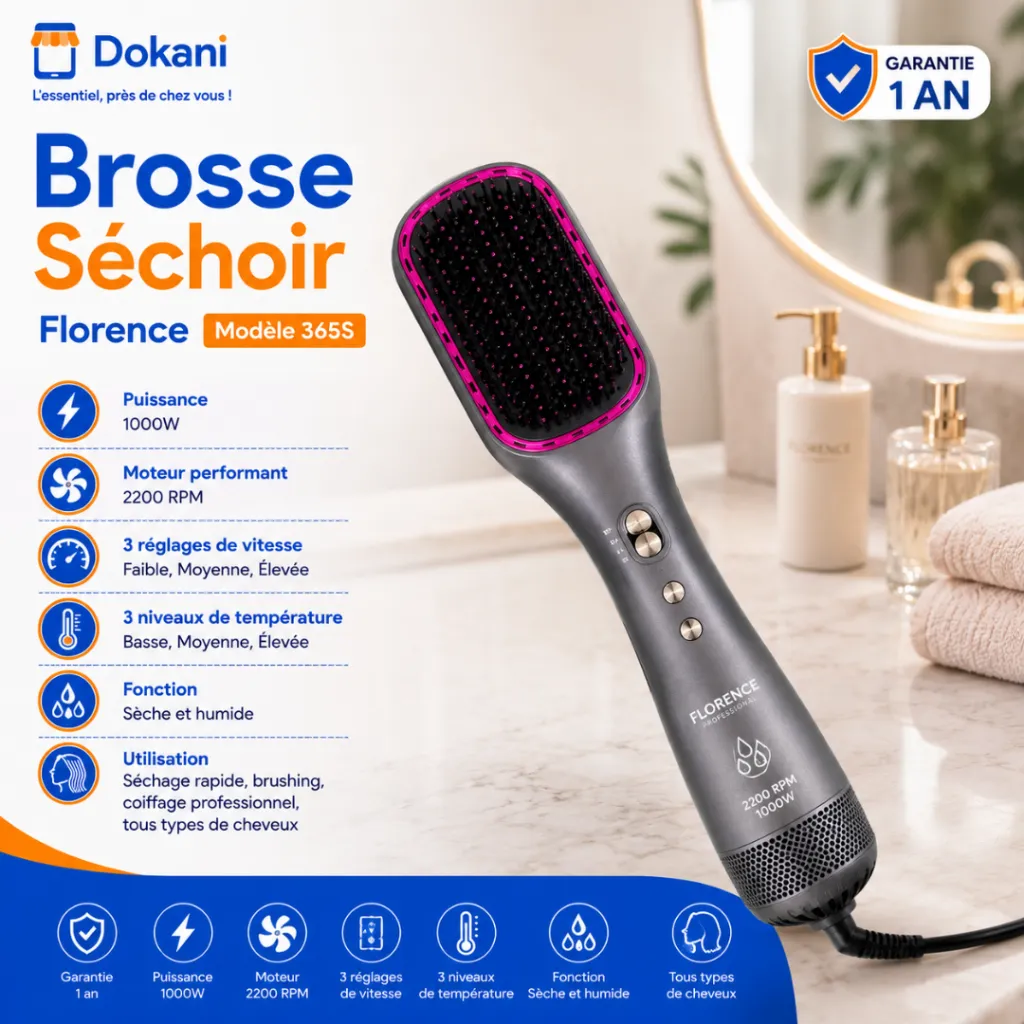 Brosse Séchoir Florence 2200 RPM 1000W Gris.webp