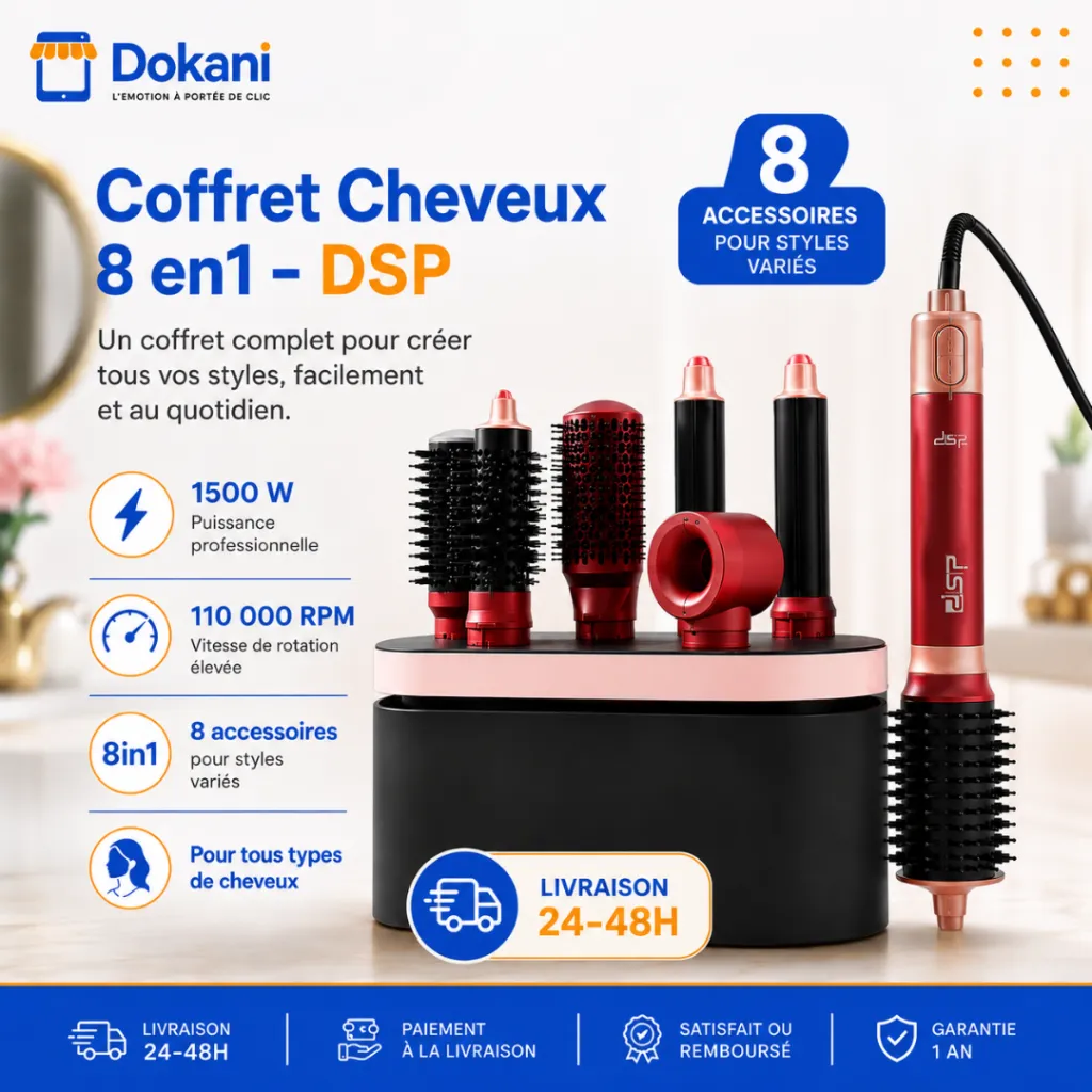 Coffret Cheveux DSP 8 en1- 1500W- Rouge.webp