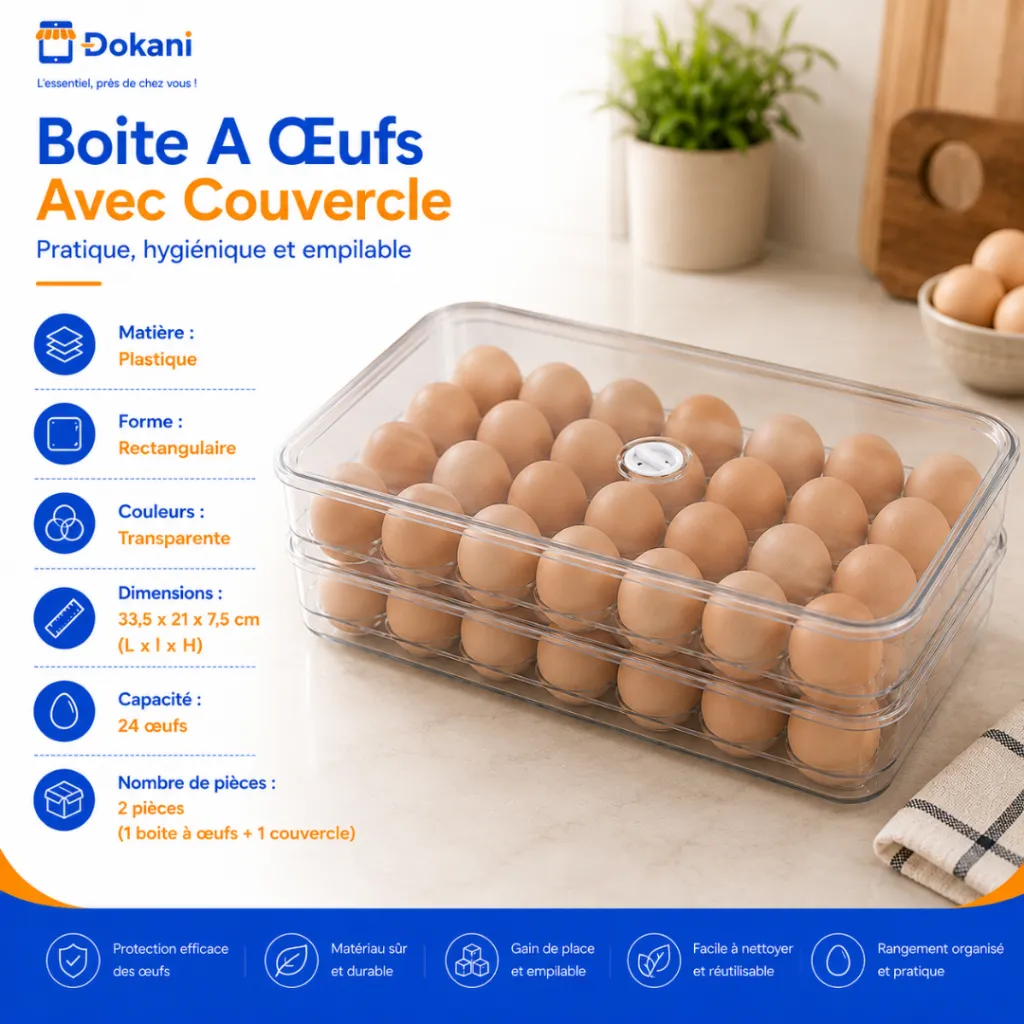 Boite A Œufs en Plastique Avec Couvercle-24 Œufs.webp