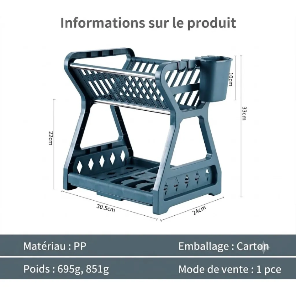 Egouttoir A Vaisselle En Plastique Bleu.webp
