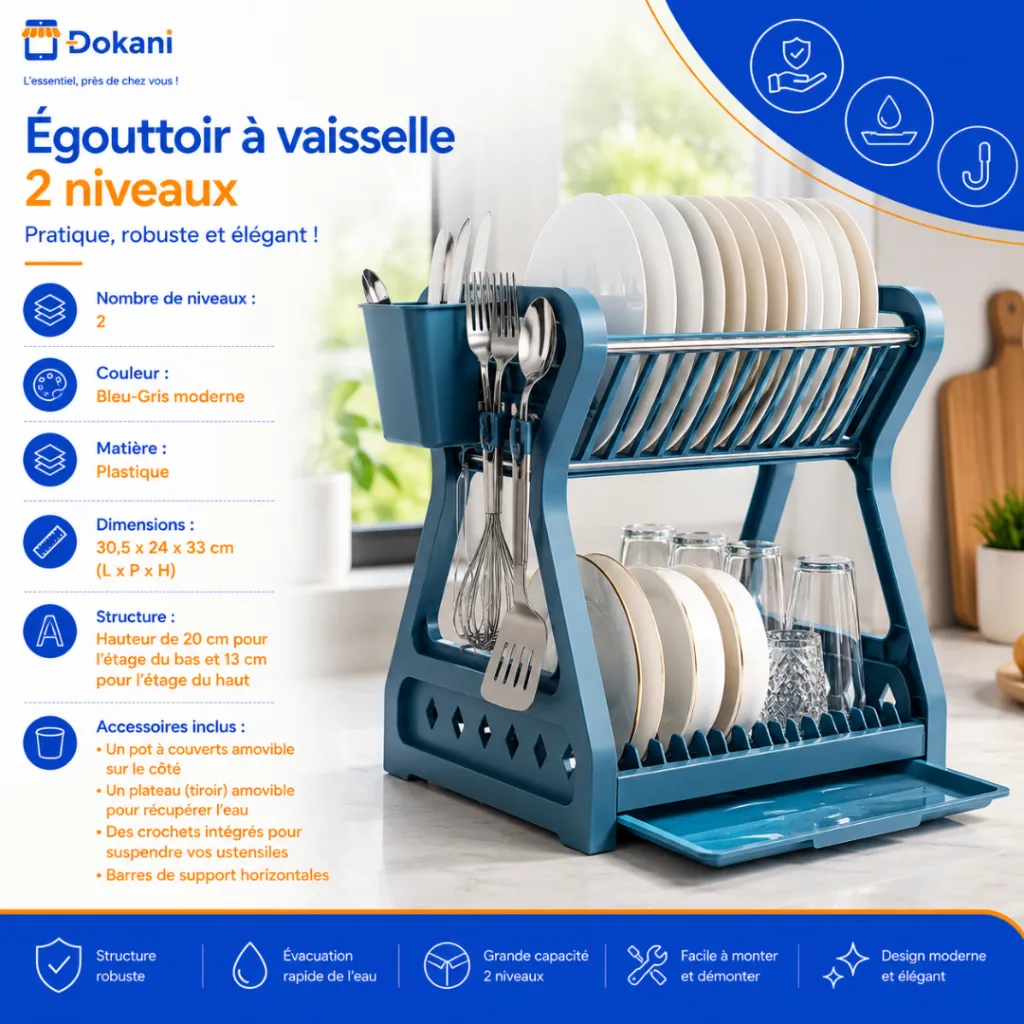 Egouttoir A Vaisselle En Plastique Bleu (3).webp