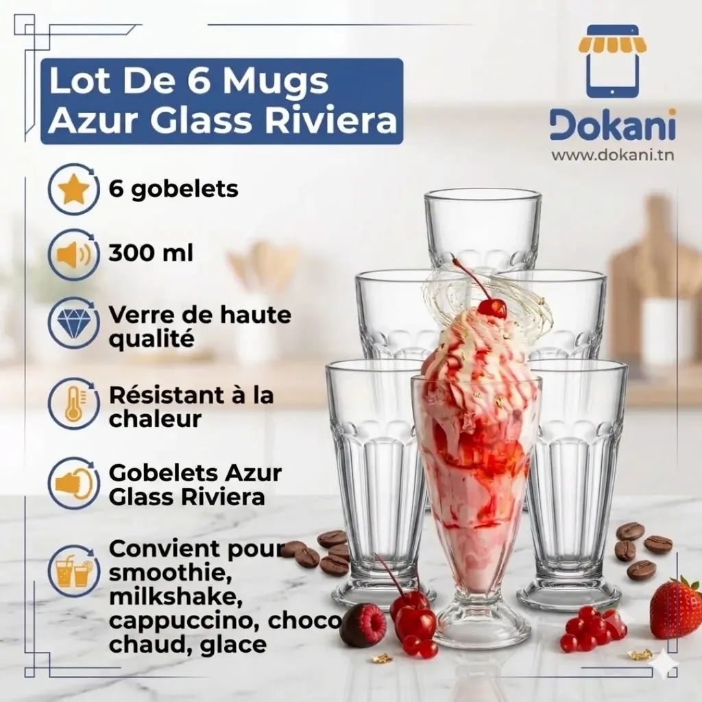 Lot De 6 Mugs Azur Glass Riviera -300 ml.webp
