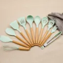 Set D'ustensiles De Cuisine En Silicone 12 Pièces Vert D'eau (2).webp