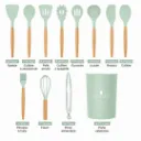 Set D'ustensiles De Cuisine En Silicone 12 Pièces Vert D'eau.webp