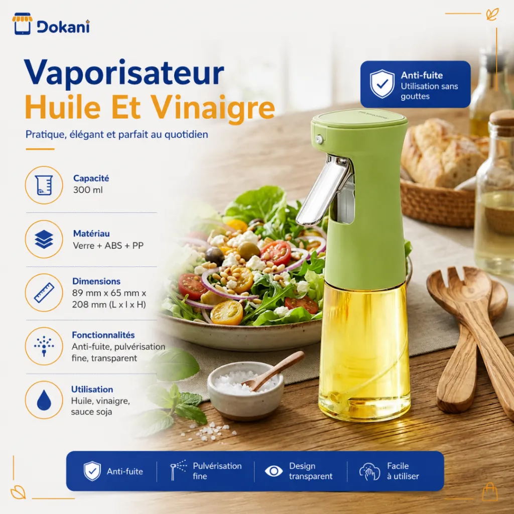 Vaporisateur Huile Et Vinaigre En Verre -300 ml - Vert.webp