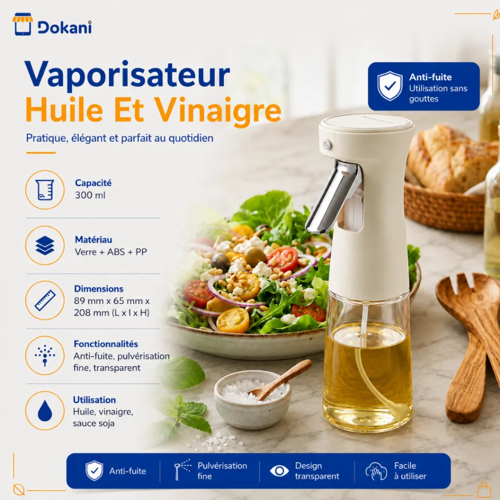 Vaporisateur Huile Et Vinaigre En Verre -300 ml - beige.webp