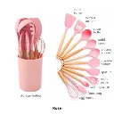 Set D'ustensiles De Cuisine En Silicone Rose 12 Pièces.webp