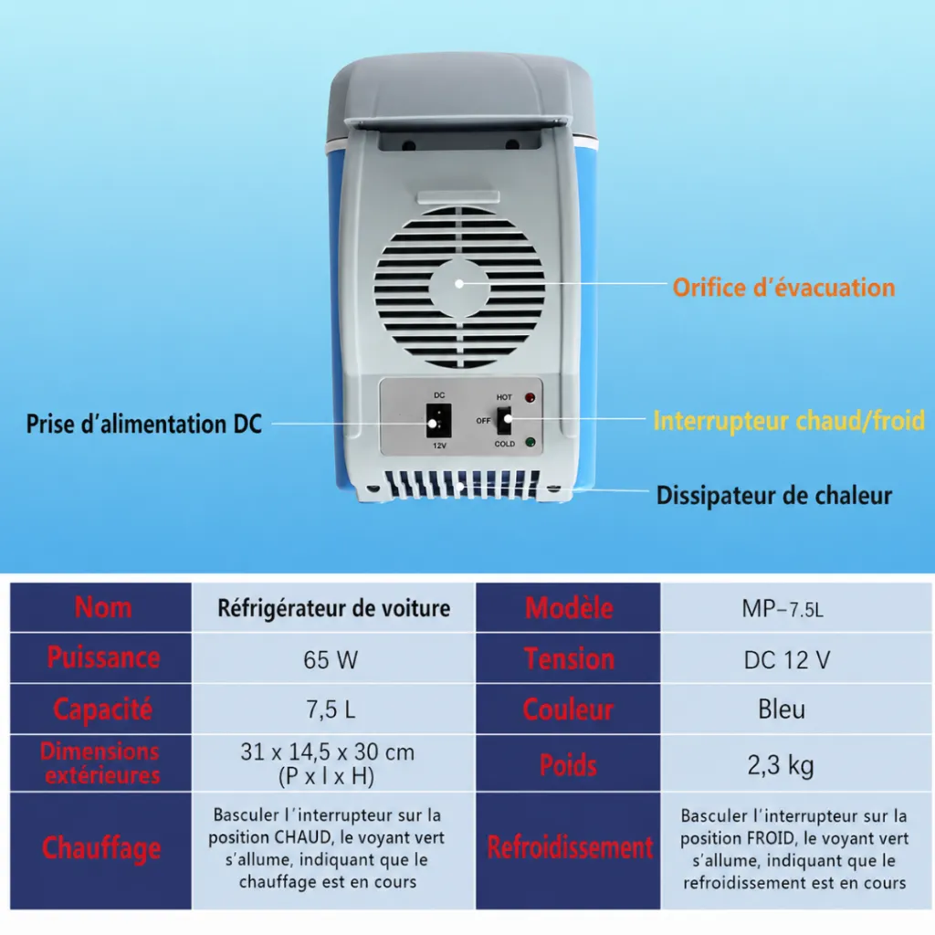 Mini Glacière Thermoélectrique Chaud-Froid - 7,5L (3).webp