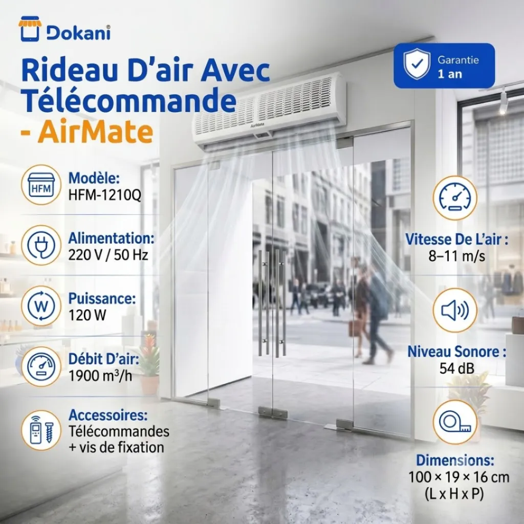 Rideau D'air Avec Télécommande 120 W - 100 cm- AirMate.webp
