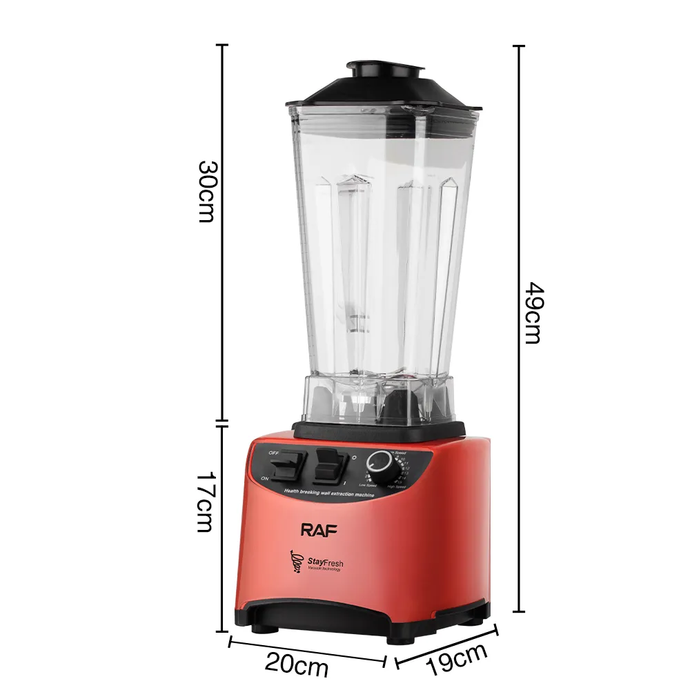 Blender En Plastique 15 Vitesses RAF - 1400 W - 2 L - Rouge 2.webp