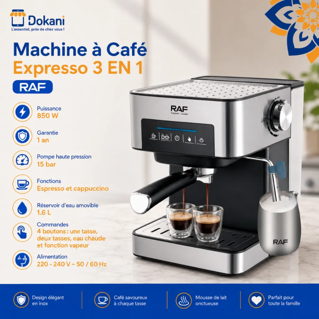 Machine A Café Expresso 3 EN 1 RAF - 1.6 L - 850 W.webp