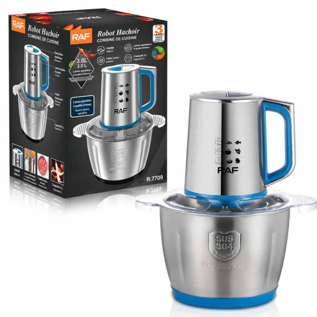 Hachoir Electrique En Inox RAF - 3L - 1000W - Bleu.webp