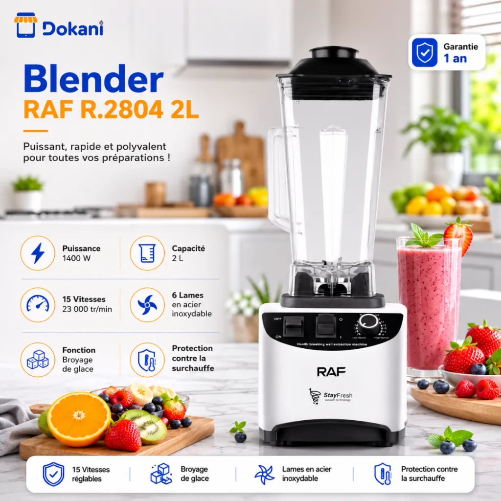 Blender RAF R.2804 2L 1400W-15 vitesses - Blanc.webp