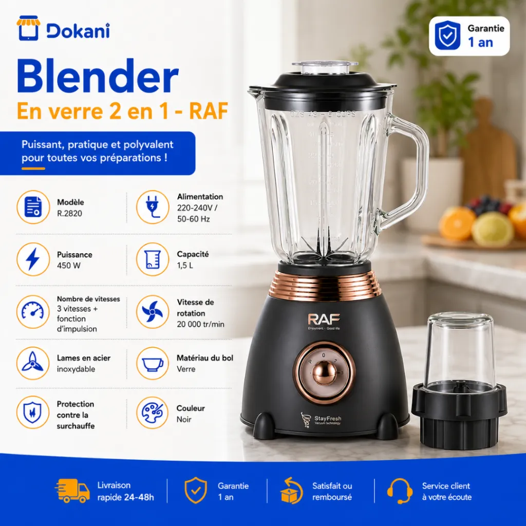 Blender En Verre 2 EN 1 RAF - 450 W - 1,5 L (4).webp