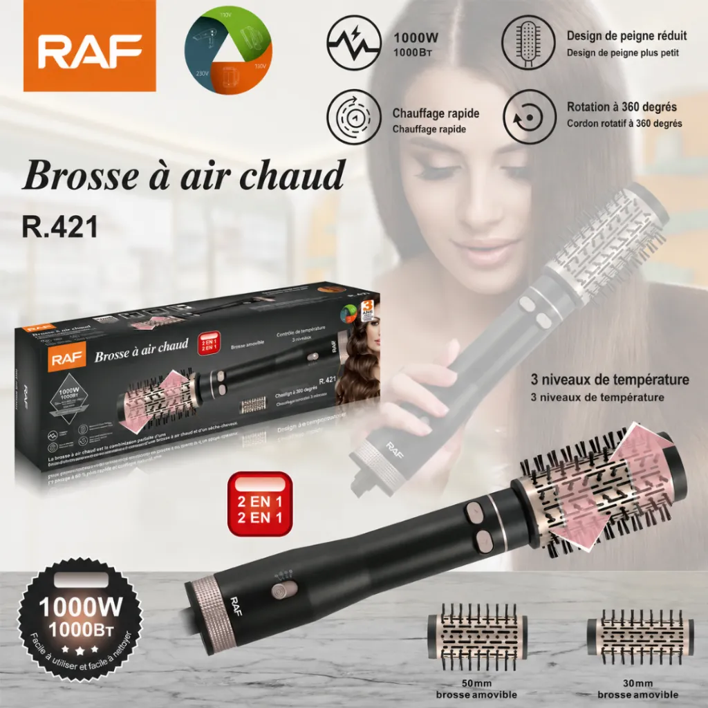 Brosse Coiffante Rotative RAF - 1000W - Noir (2).webp