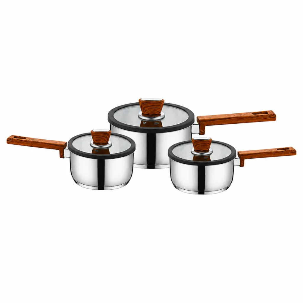 Batterie De Cuisine FALEZ 16 Pièces En Inox 1810 - Effet Bois.webp