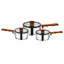 Batterie De Cuisine FALEZ 16 Pièces En Inox 1810 - Effet Bois.webp