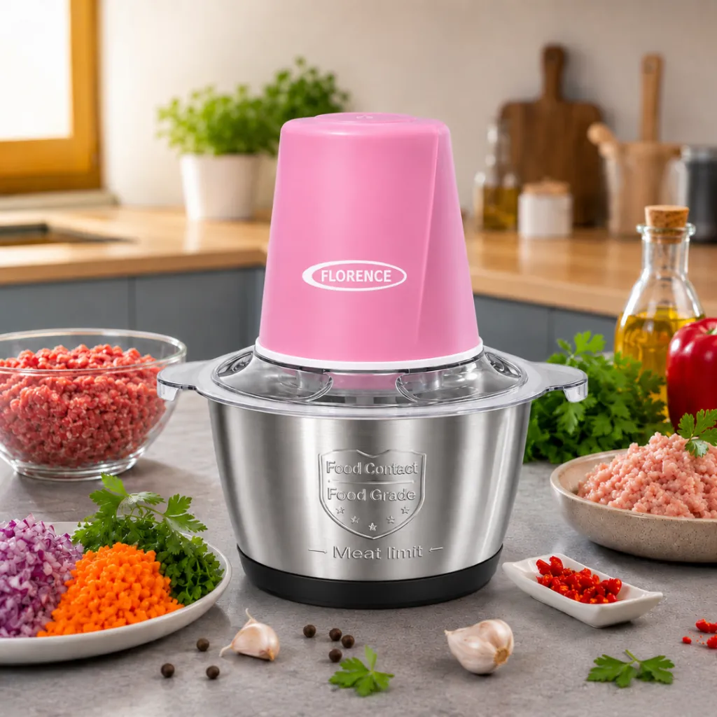 Hachoir Multifonctions Florence - 2L- 400W - Rose.webp
