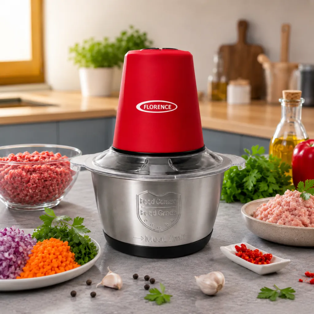Hachoir Multifonctions Florence - 2L- 400W - Rouge.webp