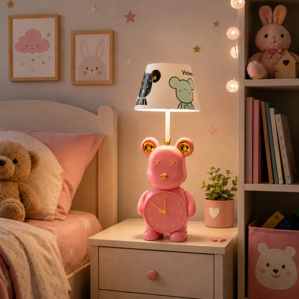 Horloge et Lampe De Bureau Rechargeable LED - Rose (2).webp