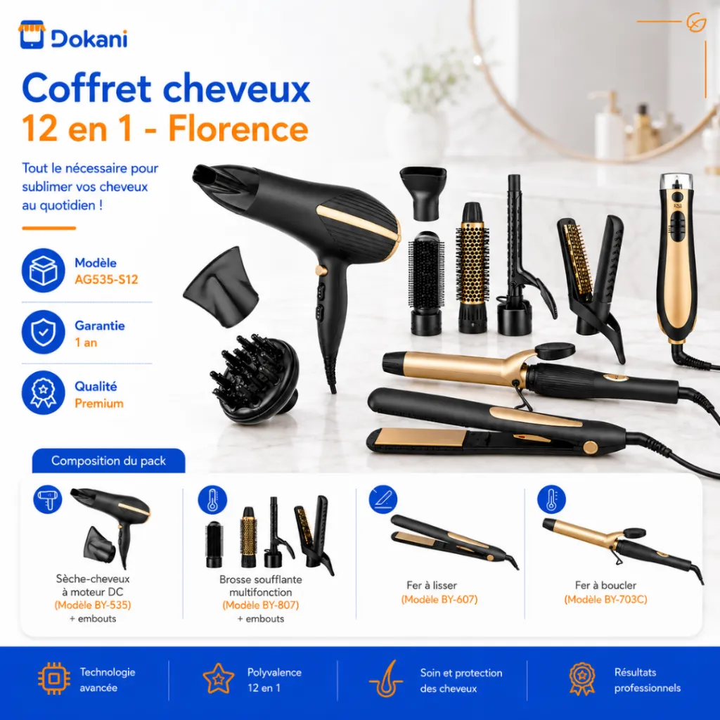 Coffret Cheveux 12 en 1 Florence - 2200W - Bronze (7).webp