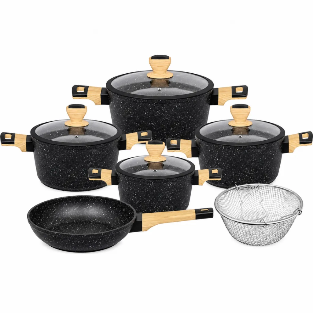 Batterie de Cuisine 10 Pièces Granit- Sizar - Noir (7).webp