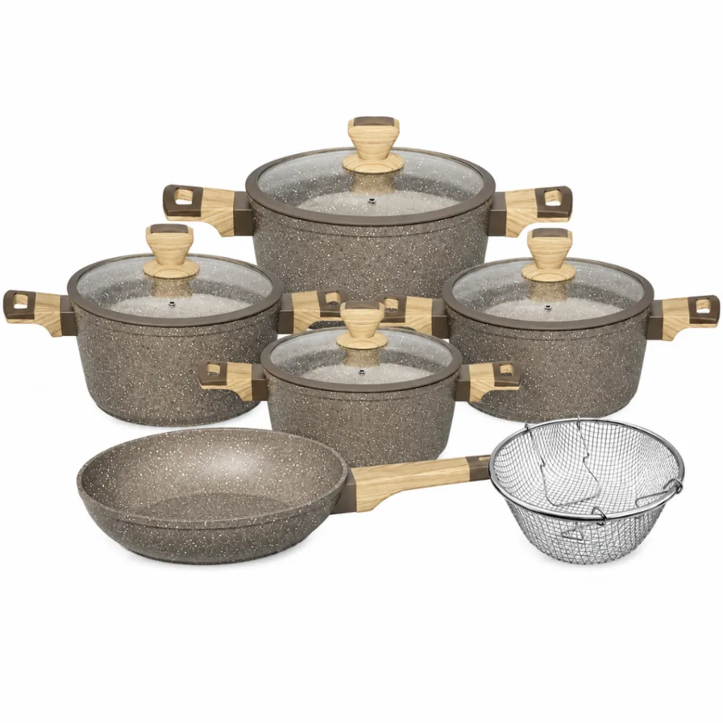 Batterie de Cuisine 10 Pièces Granit- Sizar- Grège (7).webp
