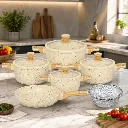 Batterie de Cuisine 10 Pièces Granit- Sizar - Blanc (6).webp
