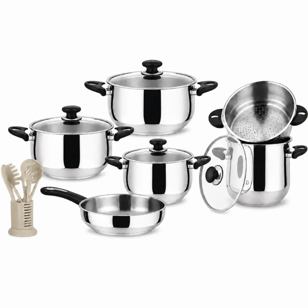 Batterie De Cuisine Sizar 17 Pièces En Inox 1810 - Noir (4).webp