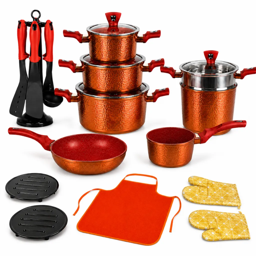 Batterie de Cuisine 23 Pièces Granit Sizar - Effet Cuivre (4).webp