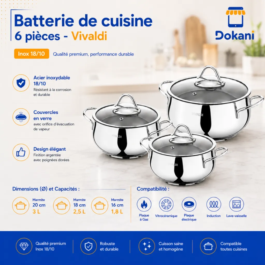 Batterie De Cuisine 6 pièces Ufo - Inox 1810 - Argent (4).webp