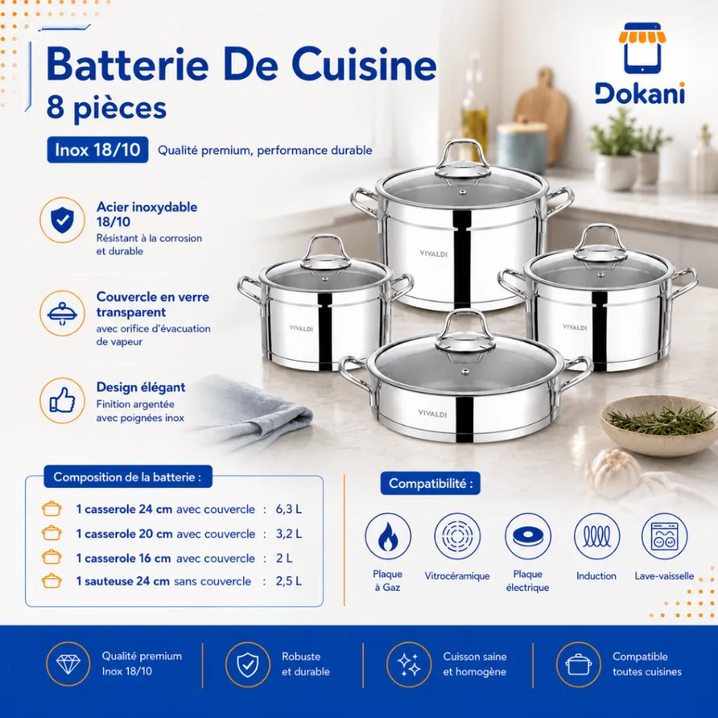 Batterie De Cuisine 8 pièces sedef- Poignées argent 1604-A (4).webp