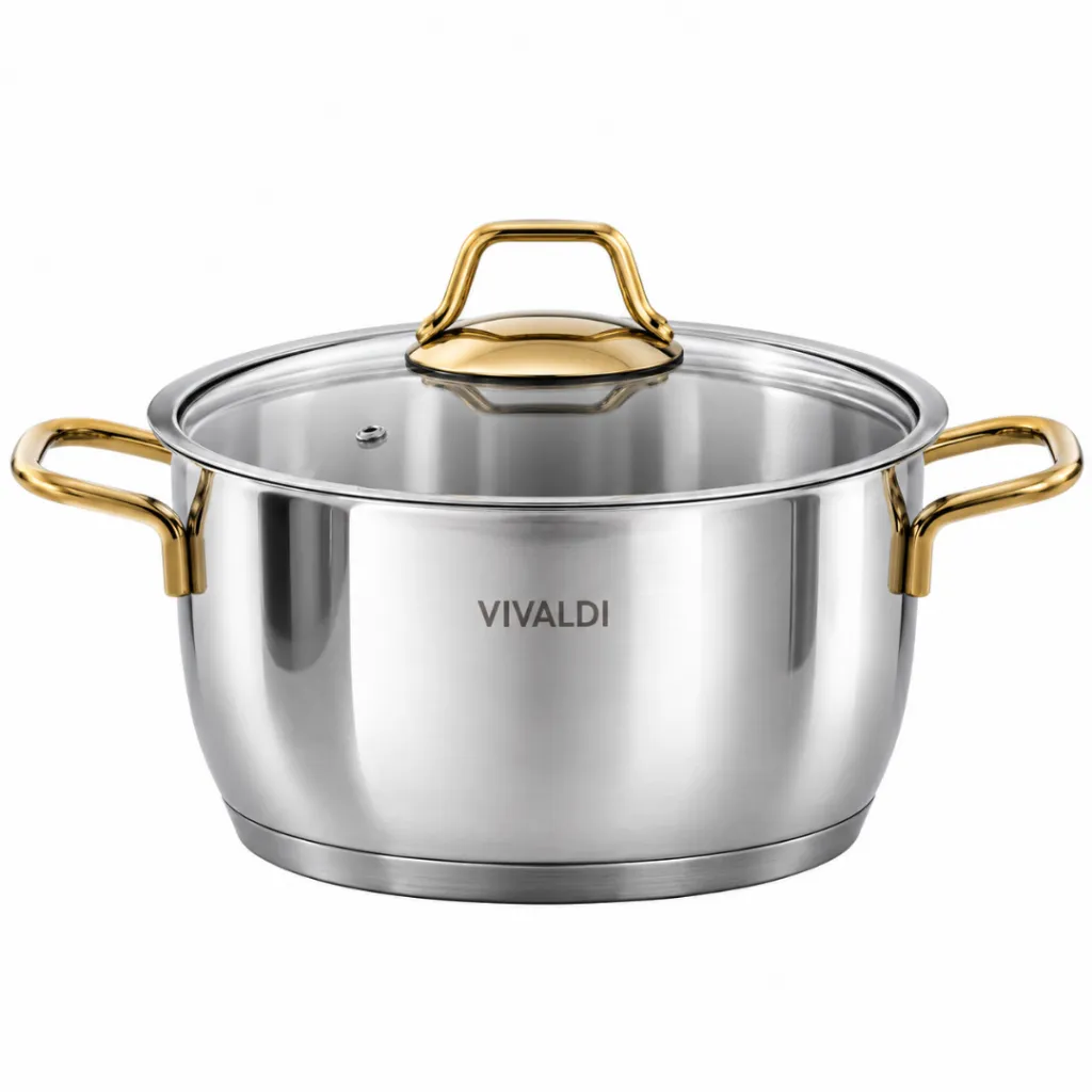 Batterie De Cuisine En Inox 1810 Vivaldi Perla- 7 pièces - Doré (4).webp