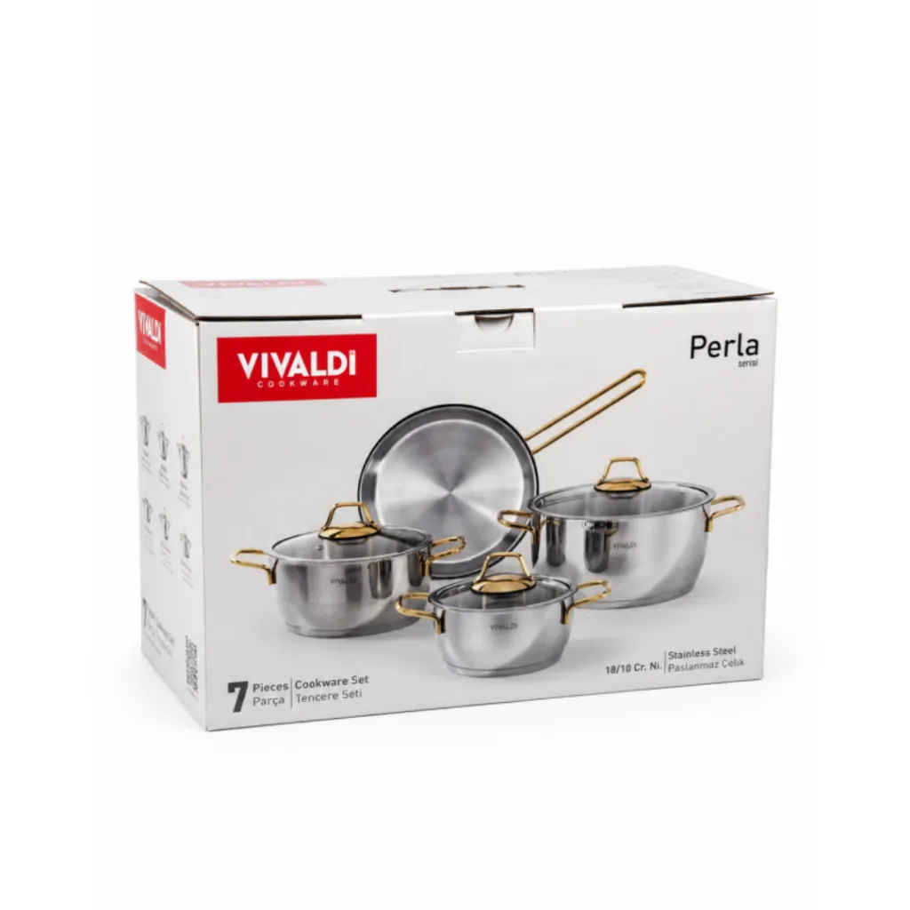 Batterie De Cuisine En Inox 1810 Vivaldi Perla- 7 pièces - Doré (2).webp
