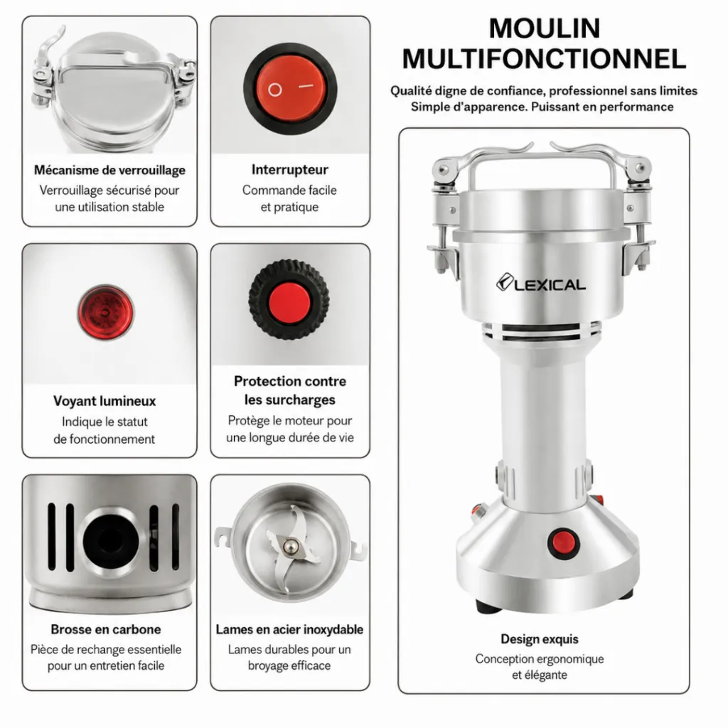 Moulin Multifoncionnel Lexical 1000W - 150g (2).webp