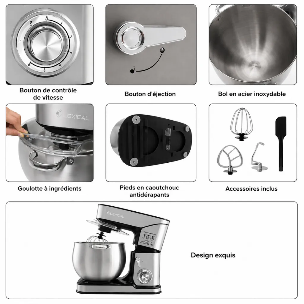 Robot Pétrin Lexical - 12 Litres - 2000W - Argent (3).webp