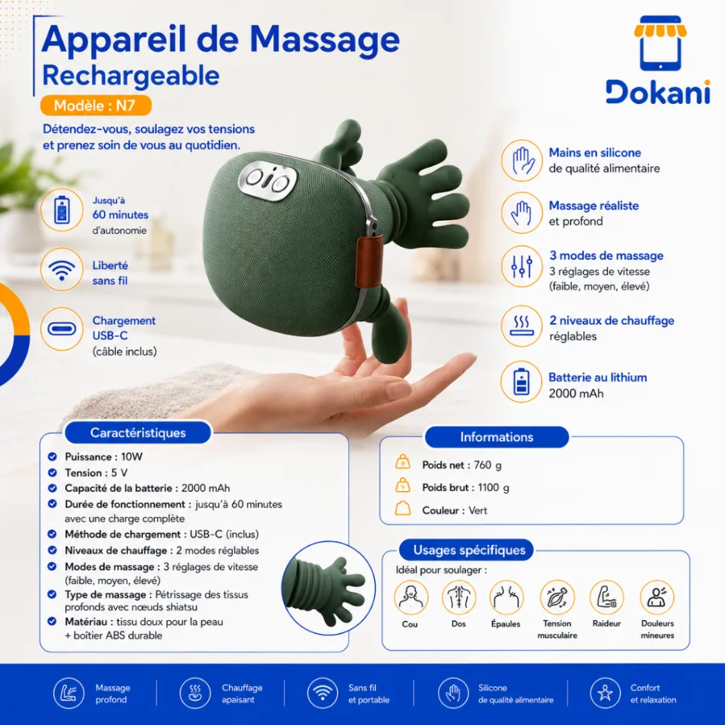Appareil De Massage Cervical Rechargeable - 10 W Vert (7).webp