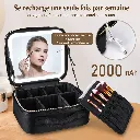 Organisateur De Maquillage Multifonctionnel Avec Miroir LED - Noir (5).webp