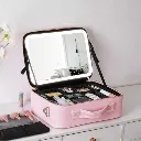 Organisateur De Maquillage Multifonctionnel Avec Miroir LED- Rose (6).webp