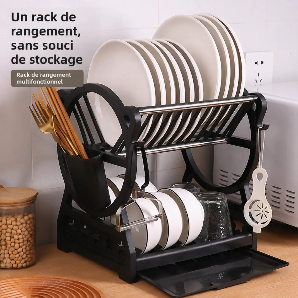 Egouttoir A Vaisselle En Plastique- Noir (1).webp