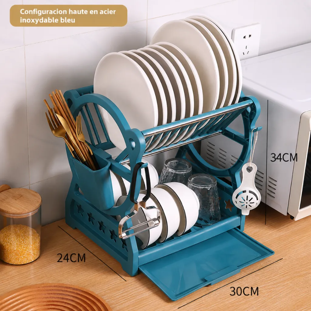 Egouttoir A Vaisselle En Plastique- Bleu (1).webp