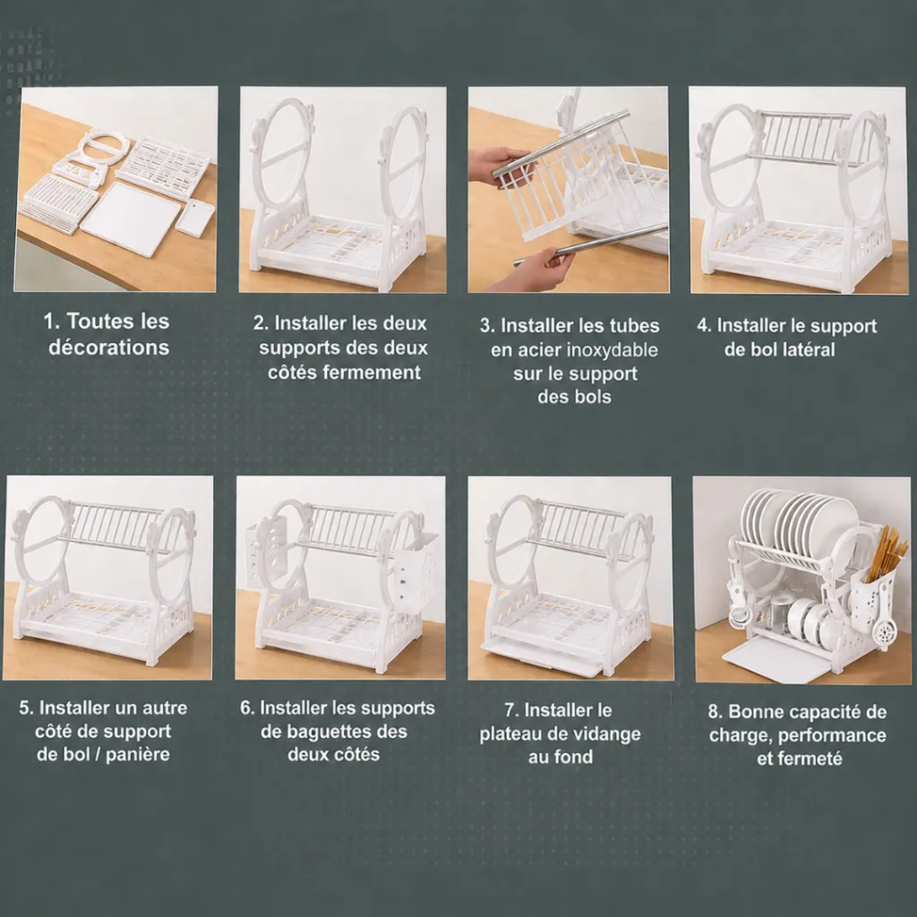 Egouttoir A Vaisselle En Plastique- Blanc (4).webp